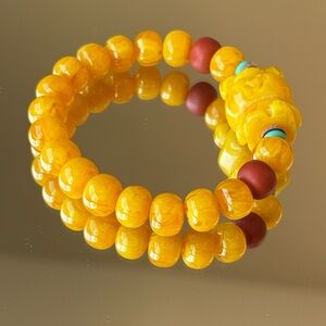 Russia Sourced Amber Bear Cute Beaded Bracelet 10mm
